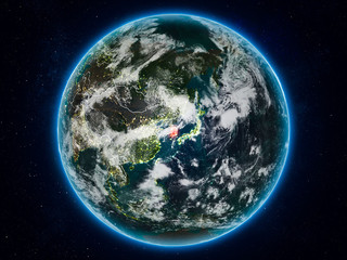 South Korea on Earth at night
