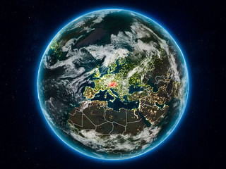 Austria on Earth at night