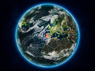 Portugal on Earth at night