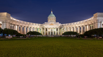 Kazan Cathedral at night, Saint Petersburg, Russia