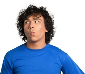 Naklejka premium Portrait of a Young Man Looking Sideways