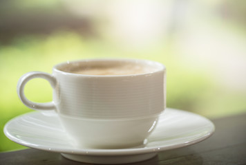 coffee cup on table in shop.