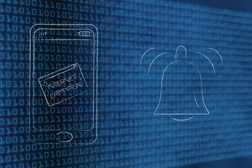 internet campaign pop-up on smartphone screen next to notification icon