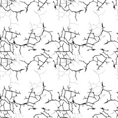 Elegant black seamless pattern with chaotic cracks in black, grey and white colors