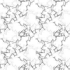Elegant black seamless pattern with chaotic cracks in black, grey and white colors