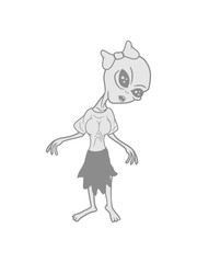 mädchen frau weiblich hübsch kleid rock girl schön alien ausserirdischer weltall ufo weltraum besucher grau grey grusselig böse comic cartoon clipart horror halloween