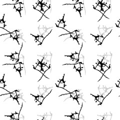 Elegant black seamless pattern with chaotic cracks in black, grey and white colors