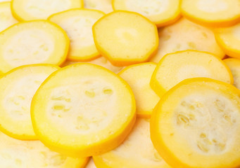 Fresh sliced zucchinis, closeup