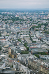 Fototapeta na wymiar aerial view of cityscape with buildings in Frankfurt, Germany