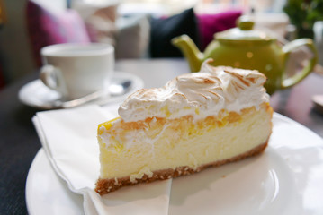 Lemoncake with tea at  home