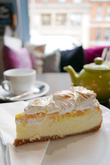 Lemon cake with tea at home