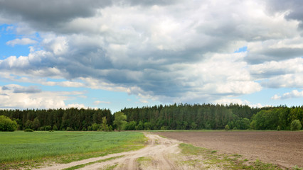 Countryside with cloudy sky