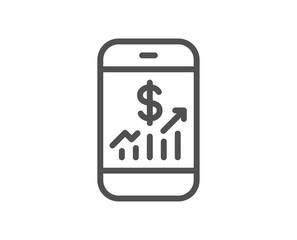 Mobile finance line icon. Business audit sign. Check investment symbol. Quality design element. Classic style. Editable stroke. Vector