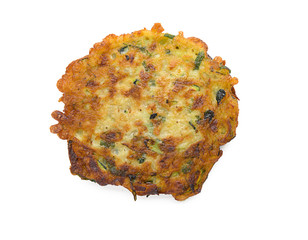 Zucchini pancake isolated on white