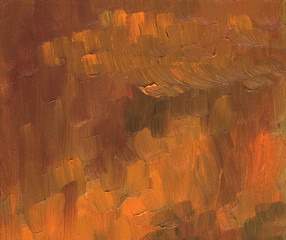 Oil painting. Clean and solid red - brown background with rough texture of brush strokes.
