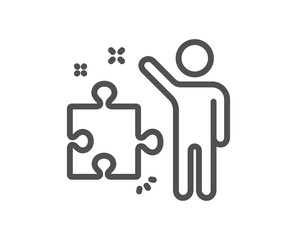 Strategy line icon. Business management sign. Puzzle symbol. Quality design element. Classic style strategy. Editable stroke. Vector