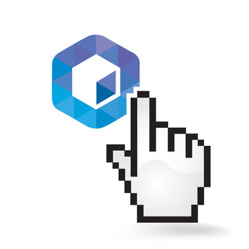 Neblio Cryptocurrency Coin Sign Hand Cursor Click Isolated