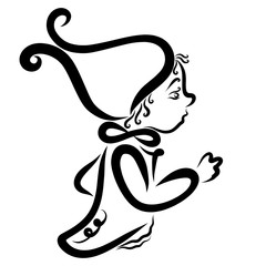 Funny kid in a gnome, or elf costume