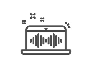 Music making line icon. DJ app sign. Musical device symbol. Quality design element. Classic style music making. Editable stroke. Vector