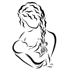 young mother feeds her baby, love and care