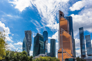 Fototapeta na wymiar panorama of Moscow City complex of skyscrapers in Moscow, Russia