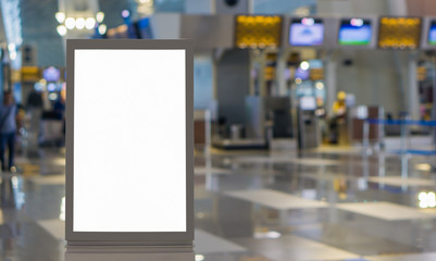 Blank billboard posters in the airport,Empty advertising billboard at aerodrome.