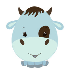 Cute blue bull, sitting baby, funny animal