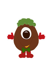 Comic curly monster or alien in the shape of an egg