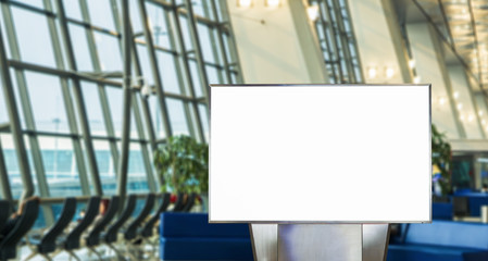 Blank billboard posters in the airport,Empty advertising billboard at aerodrome.