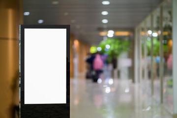 Blank billboard posters in the airport,Empty advertising billboard at aerodrome.