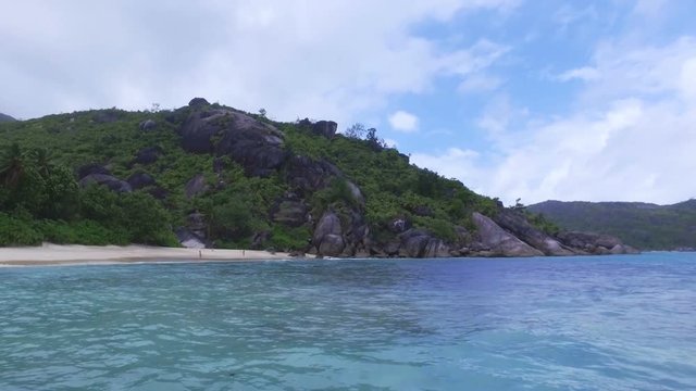 Panorama Of Anse Du Riz Bay from The Boat On Cloudy Wheather, Seychelles 1