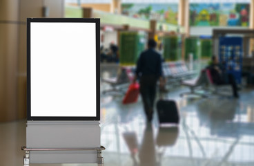 Blank billboard posters in the airport,Empty advertising billboard at aerodrome.