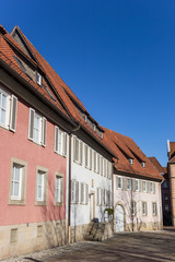 Pink and white houses at the Domhof square in Hildesheim, Germany