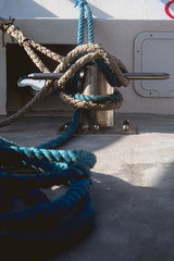 Fototapeta premium Stern of a ship, ropes and knots