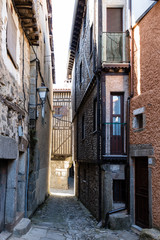 Streets and buildings of the town of La Alberca in Salamanca, Spain