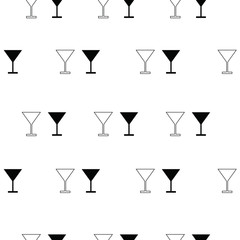 seamless pattern with glasses vector - drink glasses - black and white theme 