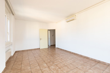 Bright white room with a door, concept