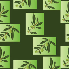 seamless pattern with olive trees vector on green background