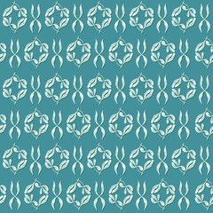 Vector stylised leaves seamless pattern in shades of green. Pattern can be used for wallpaper, pattern fills, web page background, surface textures.