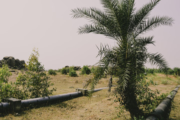 Long huge metal pipelines.