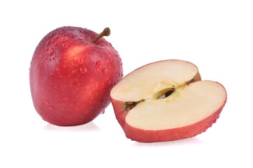 pink lady apples with drop of water isolated on white background