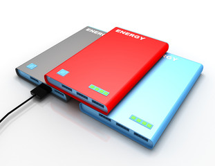 Obraz na płótnie Canvas powerbank with charging cable . 3d rendered illustration