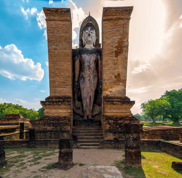 Ancient buddha statue. Sukhothai Historical Park, Sukhothai Province, Thailand