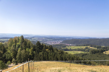 Fototapeta na wymiar Panorama from Schweigmatt in the Black Forest to the Alps