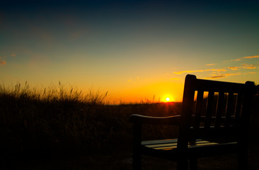 bench at sunset © BVpix