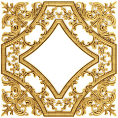 Stucco moldings, a gold ceiling rosette