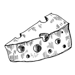 hand drawn illustration of piece of cheese 