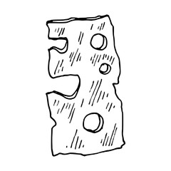 hand drawn illustration of piece of cheese 