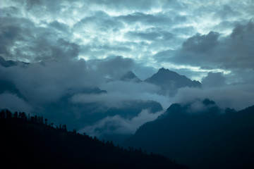 dark sky cloud in mountains valley