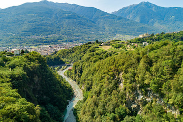 Sondrio - Valtellina (IT) - Vista aerea del torrente Mallero da località Gombaro